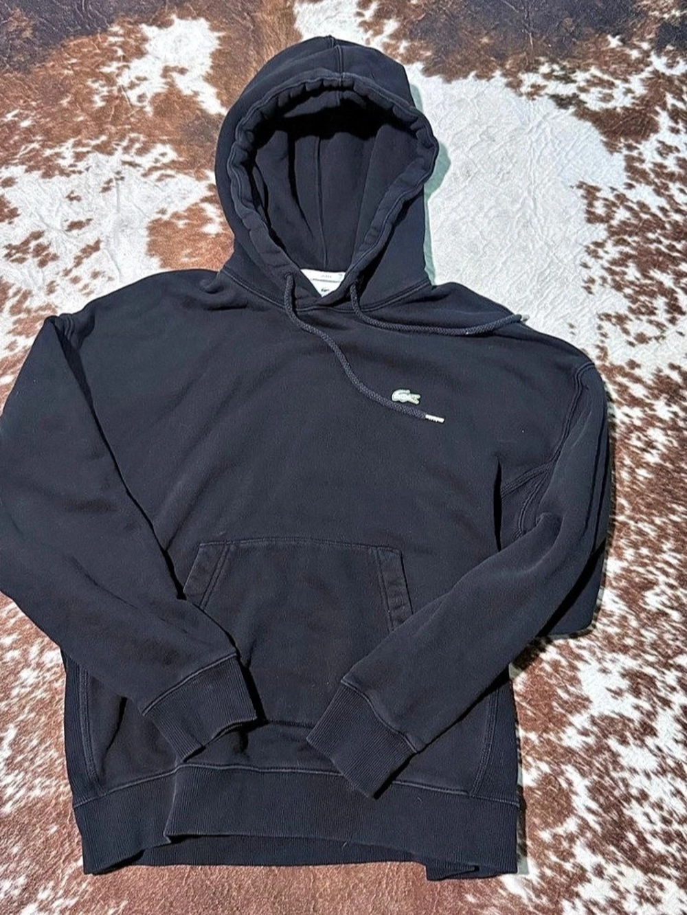 Lacoste L!VE Unisex Fleece Hoodie Black Pullover Hoodie